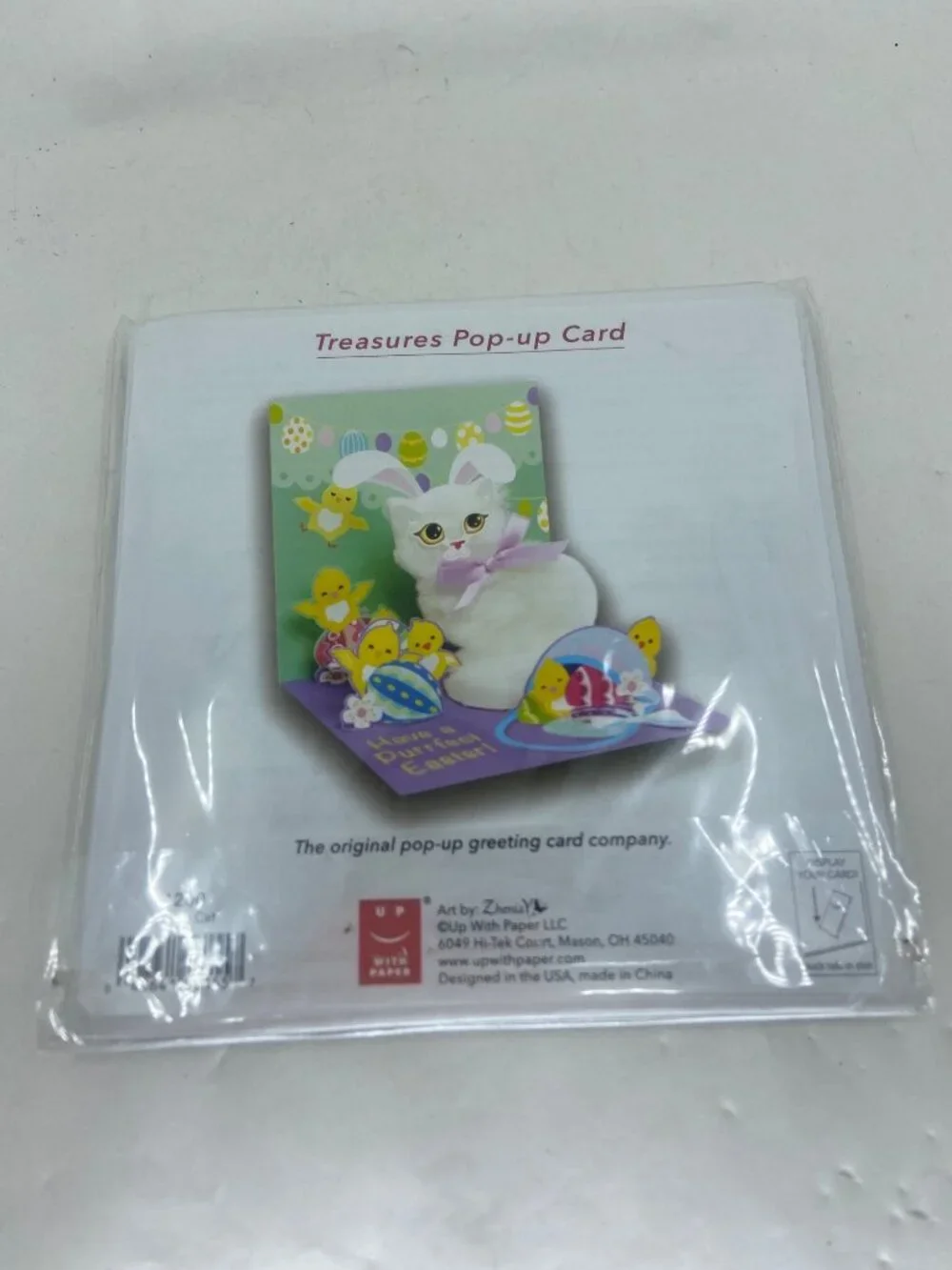 Treasures Pop-Up Easter Bunny Cat Greeting Cards